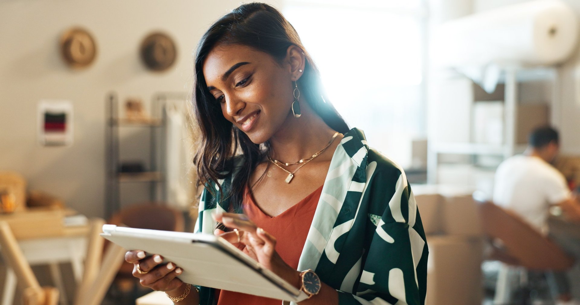 Businesswoman with tablet for startup marketing